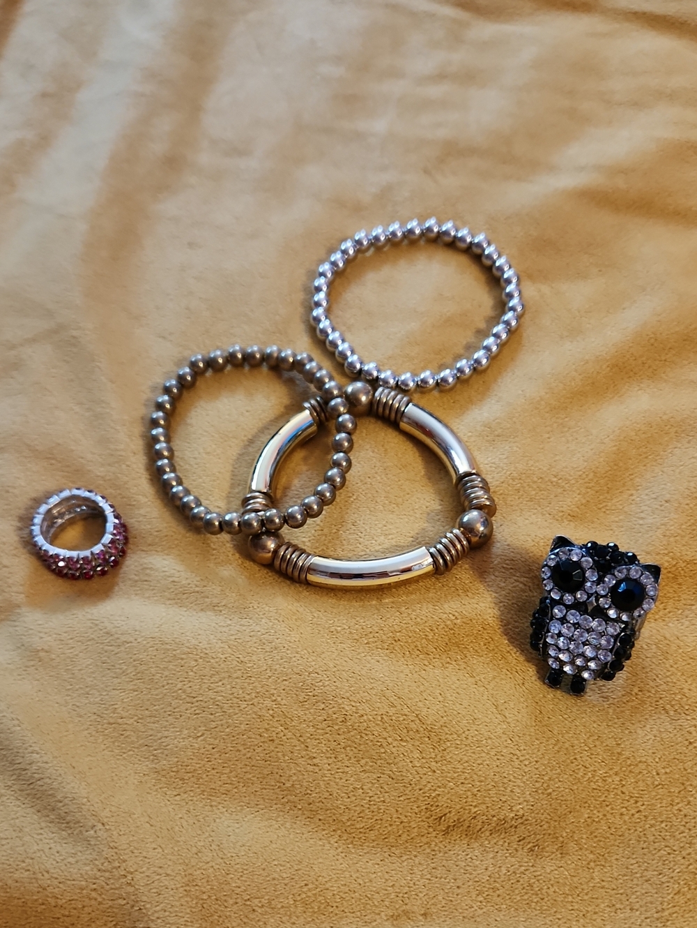 Stretch Adjustable Jewelry Set- Braclets And Rings